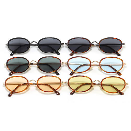 Retro Narrow Oval Shades Sunglasses for Men and Women