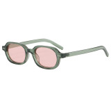 Retro Narrow Oval Tinted Lens UV400 Protection Sunglasses for Men & Women