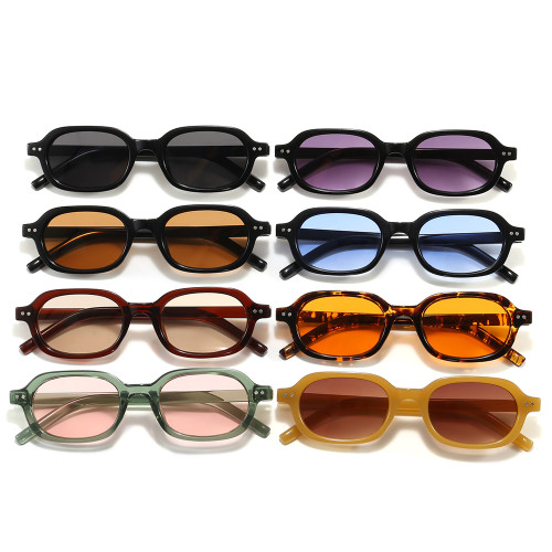 Retro Narrow Oval Tinted Lens UV400 Protection Sunglasses for Men & Women