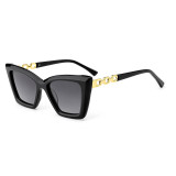 Luxury Cat Eye Acetate Frame Gold Chain Temple Gradient TAC Lens Sunglasses for Women