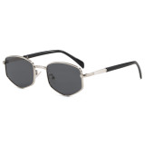 Vintage Polygon Hexagon Metal Frame Sunglasses for Women Men