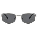 Vintage Polygon Hexagon Metal Frame Sunglasses for Women Men