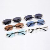 six vintage rimless sunglasses in various lens colors