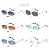 Ready to ship collection of six vintage rimless sunglasses in various lens colors
