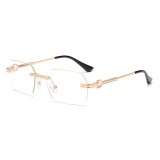 Vintage Rimless Rectangular Sunglasses - Gold Frame with Clear Lenses