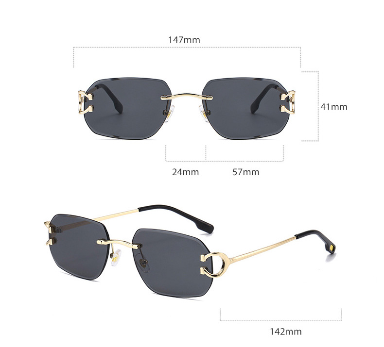 Rimless square sunglasses details