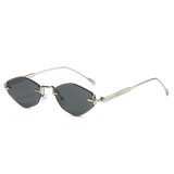 Retro Rimless Irregular Polygon UV400 Protection Sunglasses for Women Men