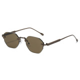Rimless Polygon Gradient Lens UV400 Protection Shades Sunglasses for Men & Women