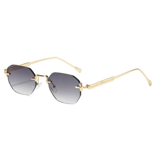 Rimless Polygon Gradient Lens UV400 Protection Shades Sunglasses for Men & Women