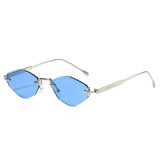 Retro Rimless Irregular Polygon UV400 Protection Sunglasses for Women Men