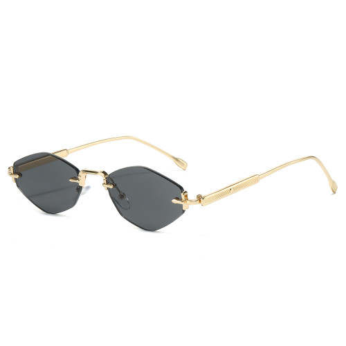 Retro Rimless Irregular Polygon UV400 Protection Sunglasses for Women Men