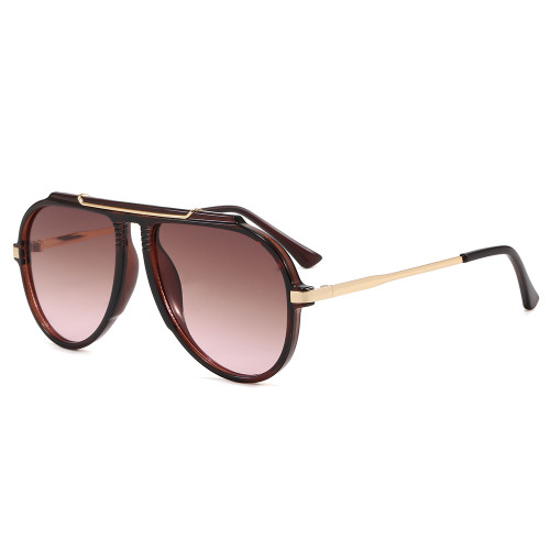 Oversized Pilot Classic Double Beam Gradient Shades Stylish Outdoor Driving Sunglasses