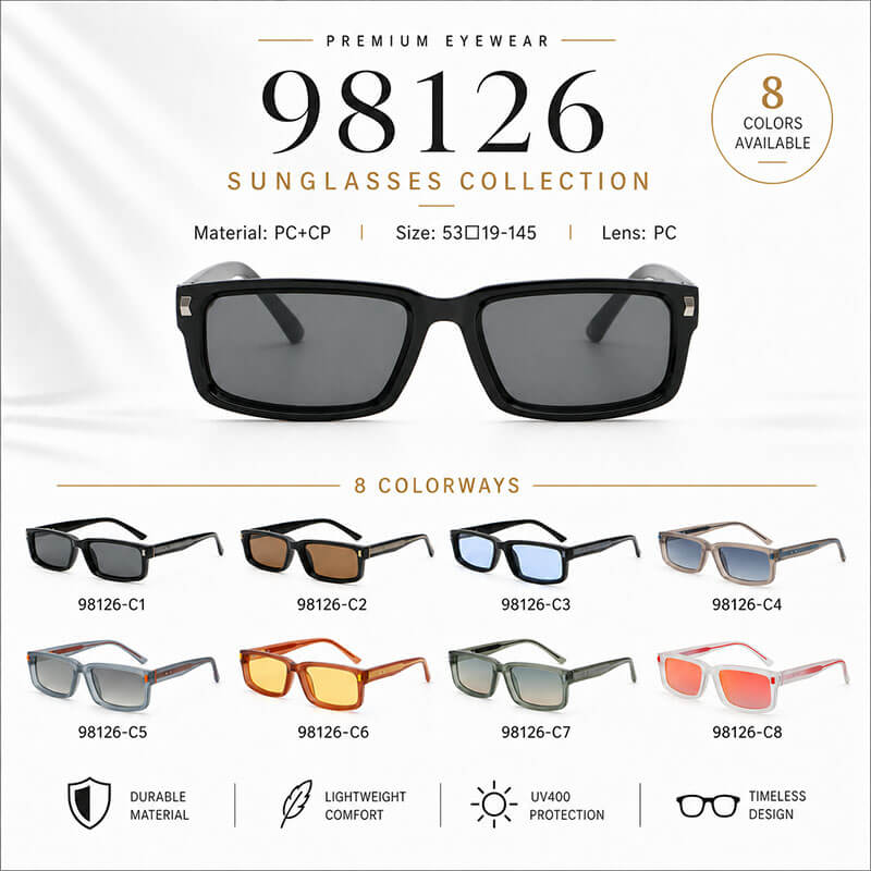 98 Series VIP sunglasses catalog cover with 98 wholesale eyewear styles