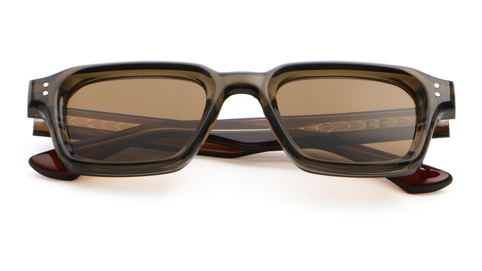 Retro Rectangle Sunglasses White Frame - Model View