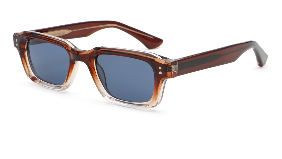Retro Rectangle Sunglasses Tortoise Detailed Model View