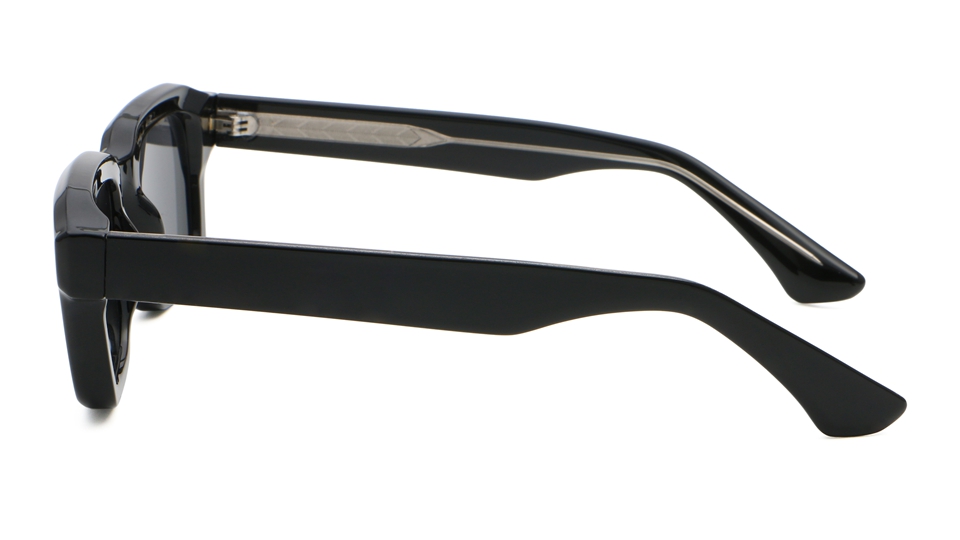 Retro Rectangle Sunglasses Black Frame - Model View 1