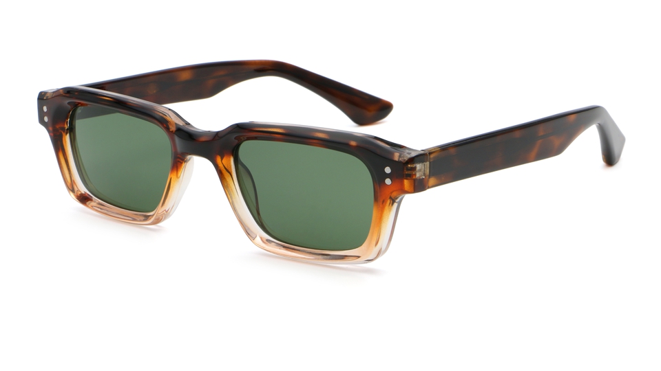 Retro Rectangle Sunglasses Leopard Print - Front View