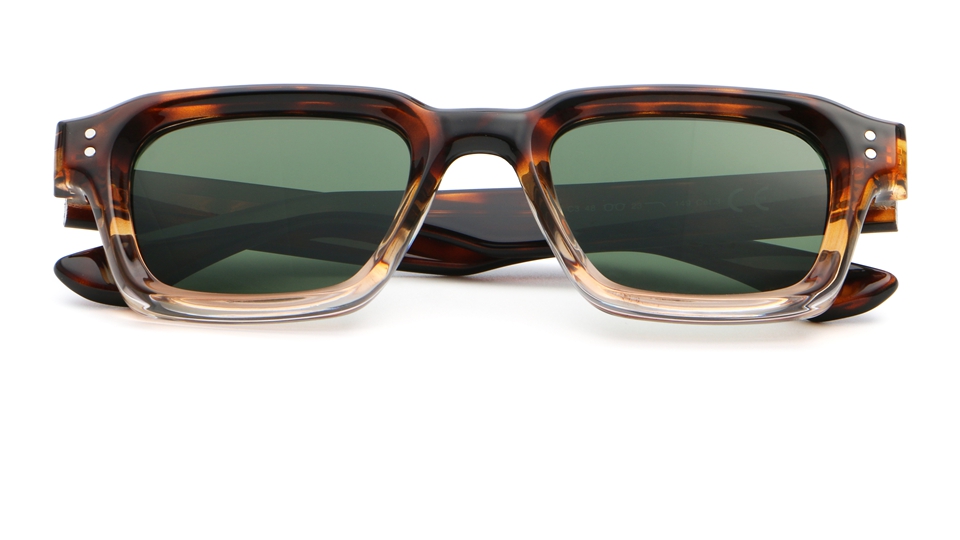 Retro Rectangle Sunglasses Leopard Print - Model View