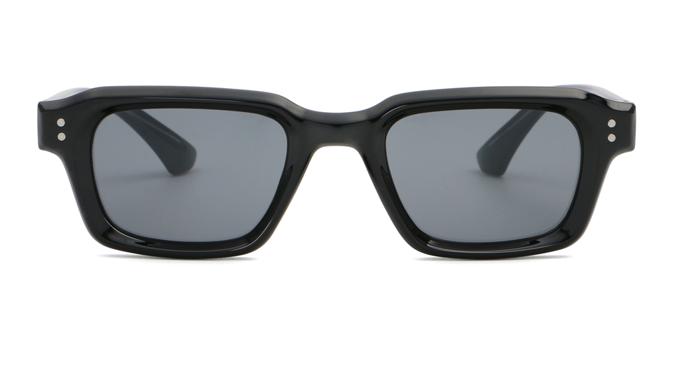 Retro Rectangle Sunglasses Black Frame - Front View