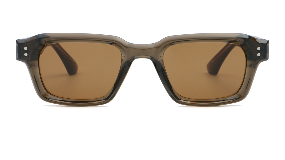 Retro Rectangle Sunglasses Tortoise Frame - Model Detailed View