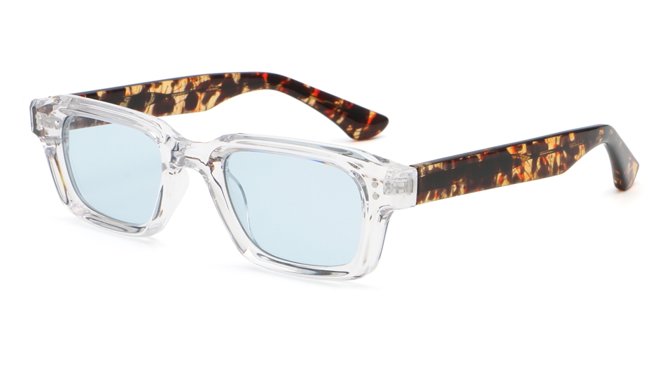 Retro Rectangle Sunglasses Detailed Model Expression