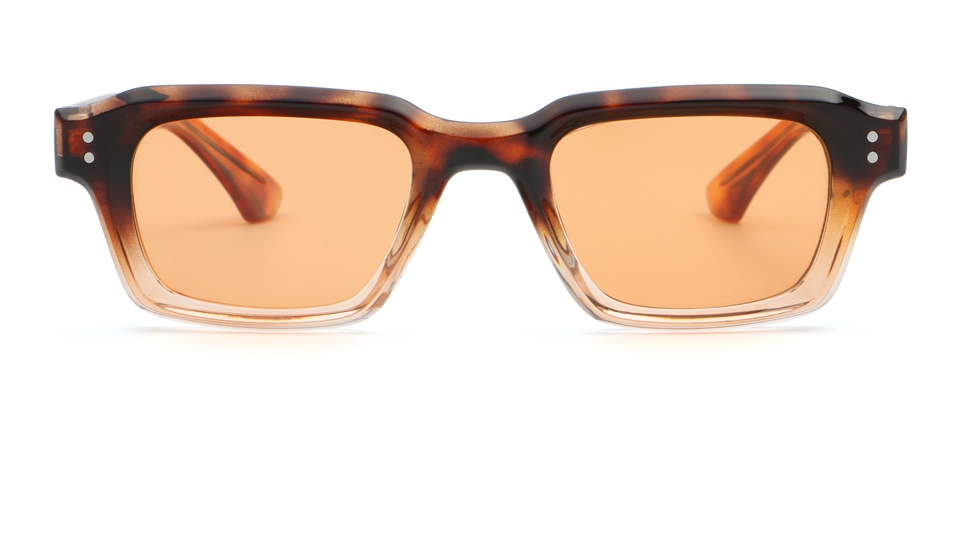 Retro Rectangle Sunglasses Pink Frame - Front View
