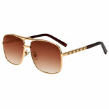 Luxury Retro Pilot Sunglasses with Double Bridge - Oversized Metal Frame Designer Sun Shades for Men & Women