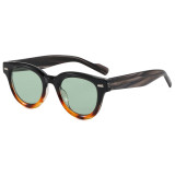 Retro Round Reinforced Wire-Core Temples Outdoor Vacation Sunglasses