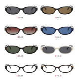 Retro 90s Oval Slim Frame Shades Sunglasses for Women Men
