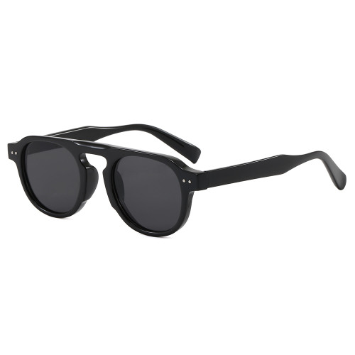 Retro Round Double Bridge Pilot Shades Sunglasses for Men Women