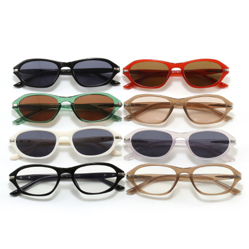 Retro 90s Cat-Eye Slim Rectangle Shades Sunglasses for Men Women