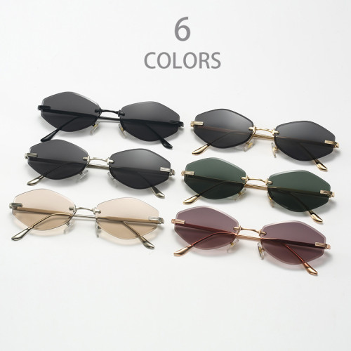 Rimless Diamond Irregular Polygon Sunglasses for Women