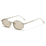 Slim Metal Octagonal Tinted Lens Sunglasses for Women Men