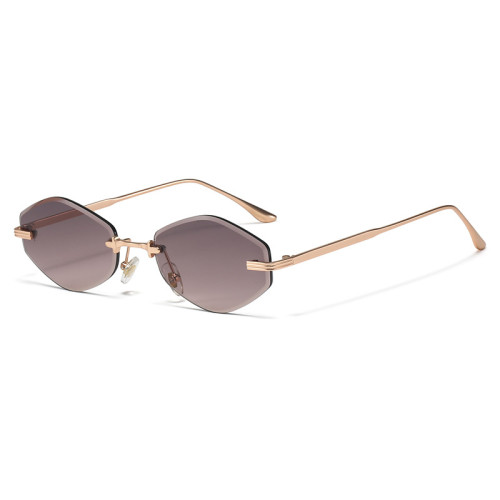 Rimless Diamond Irregular Polygon Sunglasses for Women