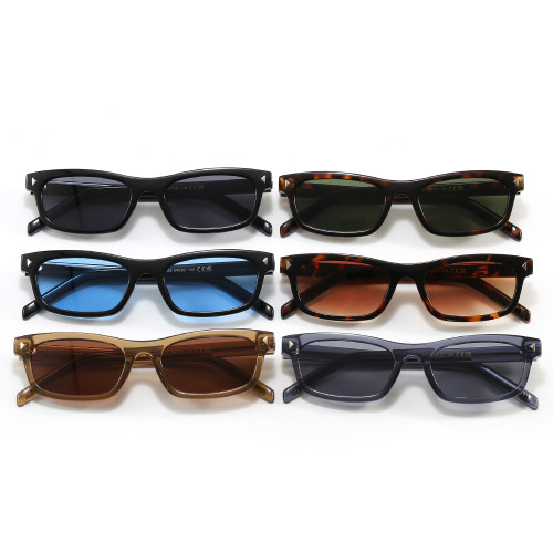 Retro 90s Style UV400 Narrow Rectangle Sunglasses for Men Women
