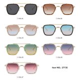 Retro Square Pilot-Inspired Double Bridge Gradient Lens Sunglasses for Men Women