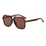 Classic Oversized Square Double-Bridge Pilot Sunglasses