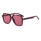 Classic Oversized Square Double-Bridge Pilot Sunglasses