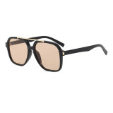 Classic Oversized Square Double-Bridge Pilot Sunglasses