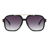 Classic Oversized Square Double-Bridge Pilot Sunglasses