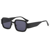 Retro Square Thick Frame Metal Temple Shades Sunglasses for Women Men