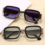 Retro Square Thick Frame Metal Temple Shades Sunglasses for Women Men