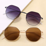 Polygon Thin Metal Frame Lightweight Gradient Lens Sunglasses