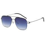 Double Bridge Square Metal Gradient Lens UV400 Shades Sunglasses