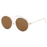 Double Bridge Thin Wire Rim Circle Shades Sunglasses