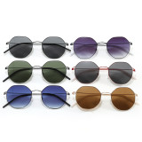 Polygon Thin Metal Frame Lightweight Gradient Lens Sunglasses