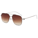 Double Bridge Square Metal Gradient Lens UV400 Shades Sunglasses