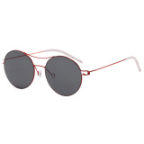 Double Bridge Thin Wire Rim Circle Shades Sunglasses