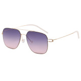 Double Bridge Square Metal Gradient Lens UV400 Shades Sunglasses