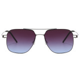 Double Bridge Square Metal Gradient Lens UV400 Shades Sunglasses
